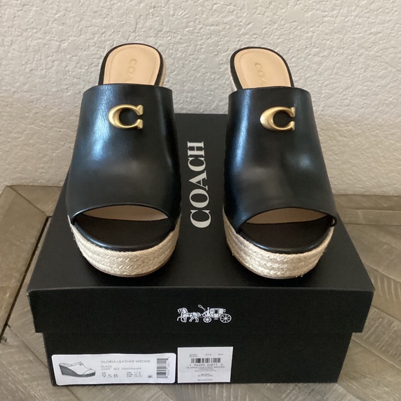 COACH Gloria C Slide Espadrille Wedge Sandals, size 9.5